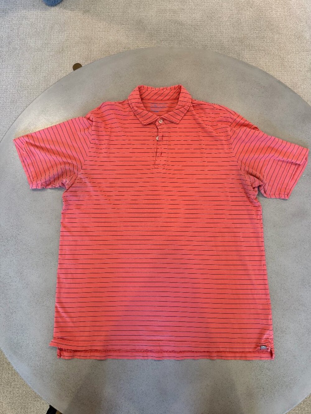 Peter Millar Pima Cotton Polo Coral Navy Stripe Size XL EUC